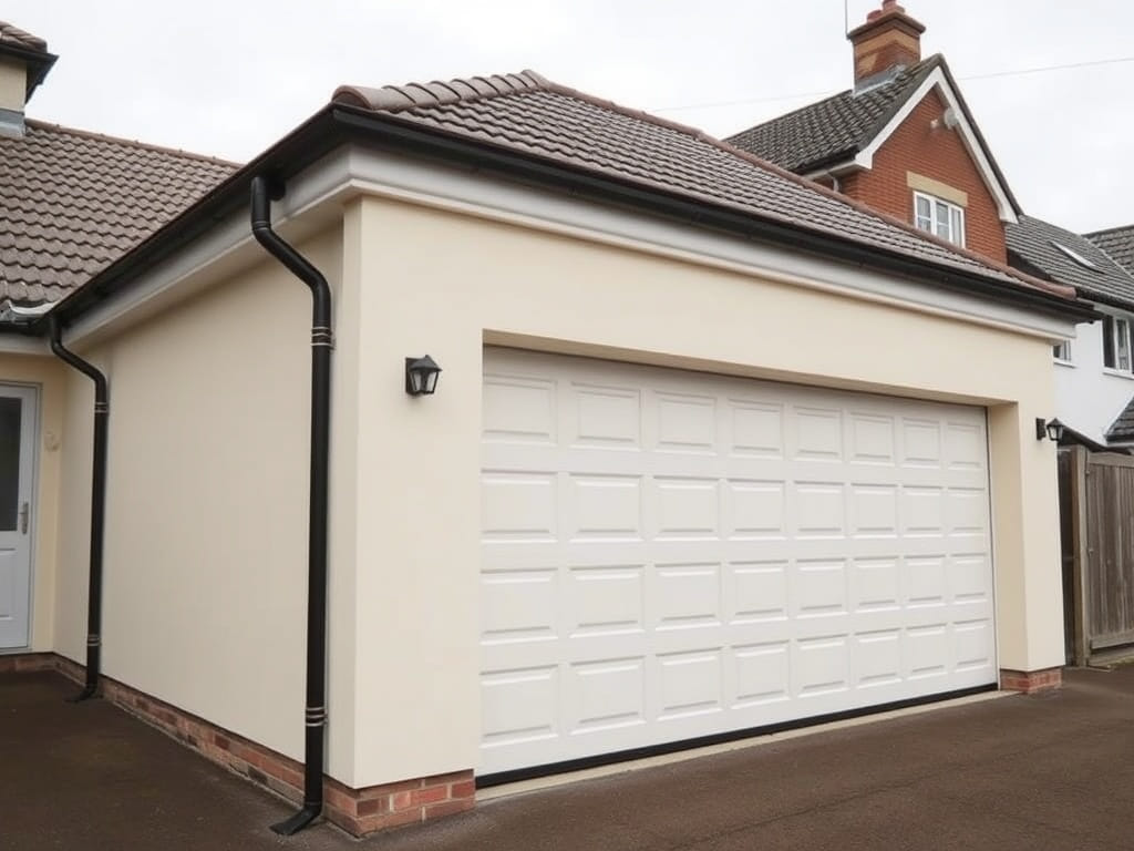 Newly rendered garage in Sheffield
